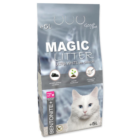 Kočkolit MAGIC LITTER Bentonite Ultra White with Carbon 5 l